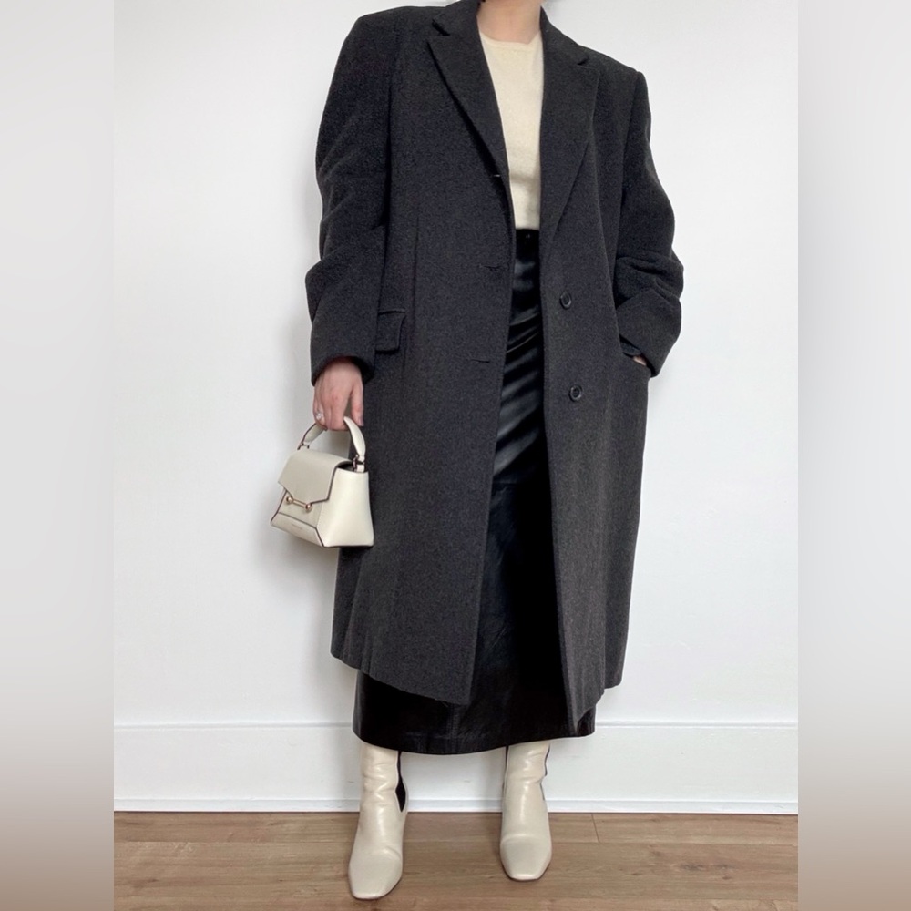 Vintage Wool Topcoat Pea Coat Olson’s Charcoal Grey Classic Chic Timeless